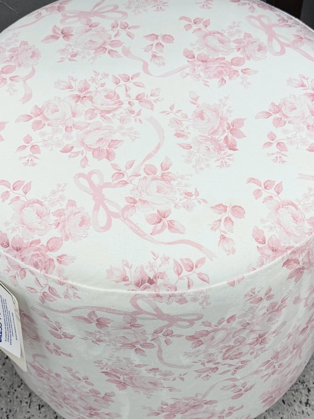 Pink Floral Round Pouf Ottoman